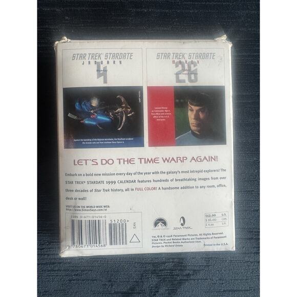 Star Trek Stardate 1999 Desk Calendar by Pocket Books, vintage never used - Picture 3 of 10